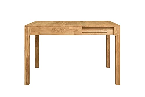 Nordic Story Esstisch Marsi (ausziehbar) • Tisch für Küche, Esszimmer & Wohnzimmer • Massivholz (Eiche) • Eiche Natur • Holztisch (85-125 x 80 x 75 cm) • 4-6 Personen