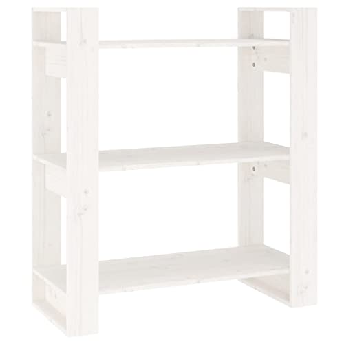 KTHLBRH Bücherregal/Raumteiler Weiß 80x35x91 cm Massivholz Kiefer Dekorative Regale Büro-Bücherregal Wohnzimmer Regale Regale für das Schlafzimmer für Büro, Wohnzimmer, Schlafzimmer