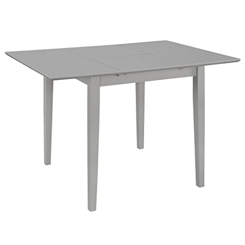 vidaXL Gummiholz Massivholz Esstisch Esszimmertisch Küchentisch Speisetisch Ausziehtisch Holztisch Tisch Esszimmer Küche Grau MDF Ausziehbar 80-120 cm