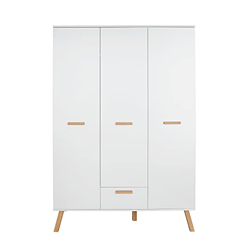 trendteam smart living Kleiderschrank Schrank, Holz, Weiß, Buche massiv, 130 x 190 x 60 cm