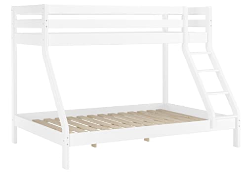 Erst-Holz® Doppel-Etagenbett weiß 140x200 und 90x200 Erwachsenen-Stockbett Kiefer Massivholz 60.19-09-14W