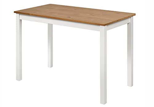 hagge home Skandinavisch Holz Esstisch Schreibtisch Küchentisch Computertisch Tisch Konsolentisch Homeoffice Esszimmertisch Wohnzimmertisch Arbeitszimmertisch 110x68cm Höhe 75cm, Weiß/Braun…