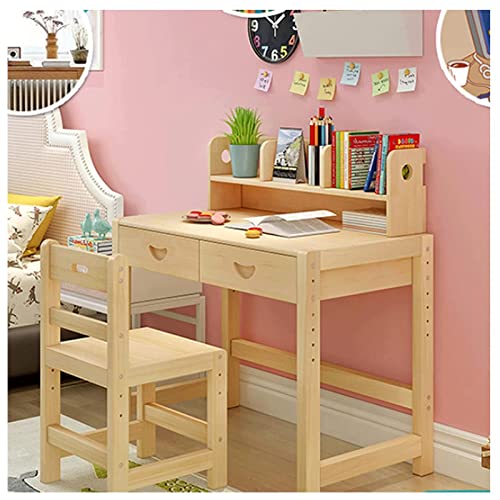 OLOTU Hebendes Kinderschreibtisch- und Stuhlset, einfacher Schreibtisch aus Massivholz, ergonomischer Kinderschreibtisch für Schlafzimmer und Wohnzimmer