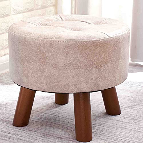 Miuxe Kleiner Fußhocker Massivholz Ottoman Hocker Sofa Teehocker Wechselschuhe Bank Fußstütze Tritthocker Gepolsterter Sitz Holzbeine Wohnzimmer Schlafzimmer