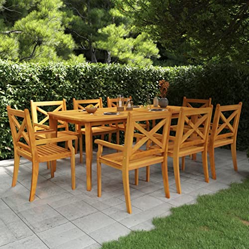 Tidyard 9-TLG. Garten Essgruppe Holz, Sitzgarnitur, Gartengarnitur, Biergartengarnitur, Terrassenmöbel Set 8 Personen, Gartenmöbel Set, Tisch und Stuhl, Massivholz Akazie