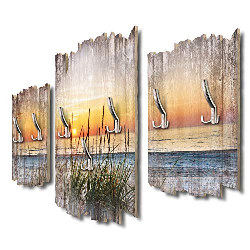 Kreative Feder Abendspaziergang am Strand Designer Wandgarderobe Flurgarderobe Wandpaneele 95 x 60 cm aus MDF DTGH121