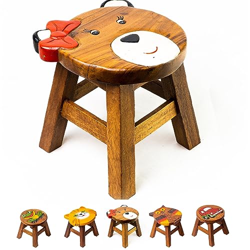 Agas Own Tritthocker für Kinder aus Holz - Handmade in Premium Qualität - Holztritt aus Massivholz - Große Designauswahl als Stuhl, Fußbank & Sitzhocker - Melkhocker - Pflanzenhocker (Bär 1)