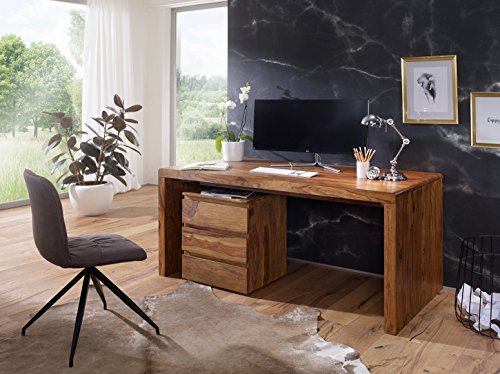 KADIMA DESIGN Natur Sheesham Massivholz Büro Schreibtisch Teko 160 x 80 x 76 cm