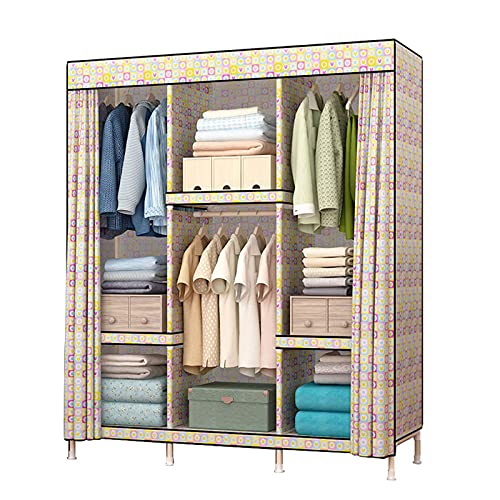 WIQUYBML Einfacher Kleiderschrank für Zuhause, Kreativität, Massivholz-Garderobe für Zuhause, multifunktional, zum Aufhängen von Kleidung, Garderobenschienen, Montage, Stabiler Kleiderschra
