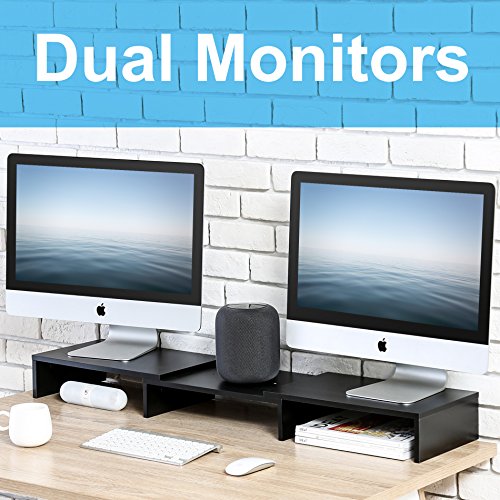 Fitueyes dual Monitor Stand Bildschirmständer für Computer Laptop Swivel Länge justierbar Holz schwarz DT108001WB
