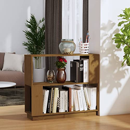 UTSRABFA Bücherregal Vitrinenschrank Lagerregal Bookshelf Flurschrank Bücherregal/Raumteiler Honigbraun 80x25x70 cm Massivholz Geeignet für Sammlungsraum, Büro, Wohnzimmer, Küche