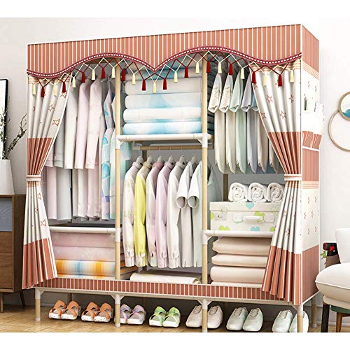 JHDDP3 Kleiderschrank Einfache Tuch Garderobe Massivholz Montage Schlafzimmer Tuch Aufbewahrungstuchschränk e for Home Miete Zimmer, E (Color : H)