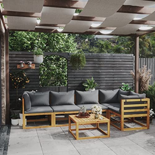 Gecheer 6-tlg. Garten Lounge Set mit Auflagen Gartenmöbel Set Loungemöbel Terrassenmöbel Sofa Set Sofagarnitur Gartengarnitur Balkonmöbel Sitzgruppe Gartensofa für Garten & Terrasse, Massivholz Akazie