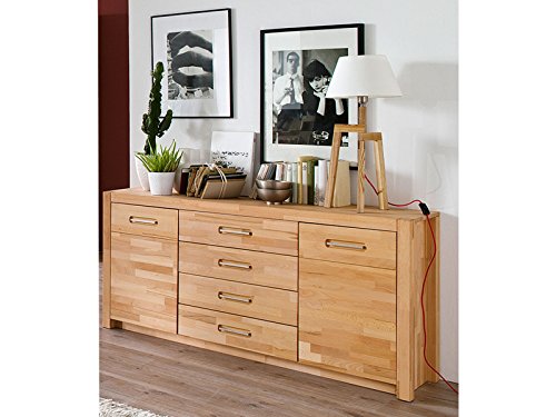 möbelando Sideboard Highboard Kommode Anrichte Schrank Schubladenkommode Massiv Leduc I