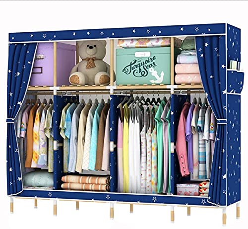 XiYou Kleiderschrank Tragbare Aufbewahrungstuch, langlebige Massivholz freistehende Schrank Aufbewahrung Organizer Schrank Kleidungsstück Organizer Regal