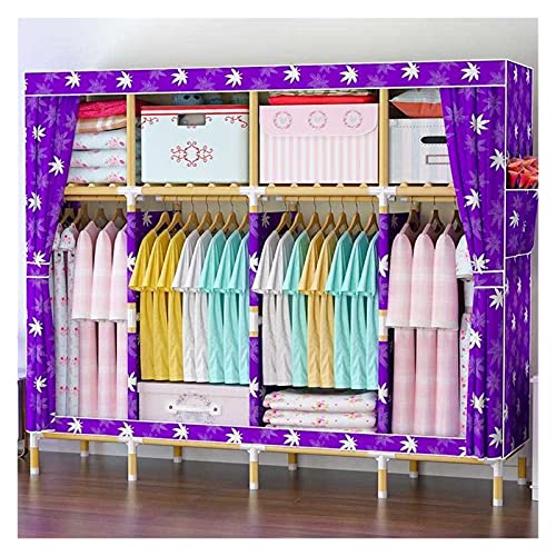 liangzishop Kleiderschrank Schlafzimmer Startseite Massivholz Kleiderschrank Baugruppe Durable Schlafzimmermöbel Große Kapazität Kinder Tuch Kabinett Schrank (Color : Purple)