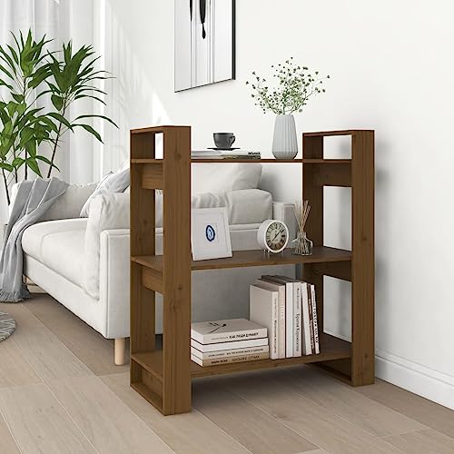 UTSRABFA Vitrinenschrank Standregal Industrial Regal CD Regal Bücherregal/Raumteiler Honigbraun 80x35x91 cm Massivholz Geeignet für Arbeitszimmer, Sammlungsraum, Schlafzimmer, Badezimmer