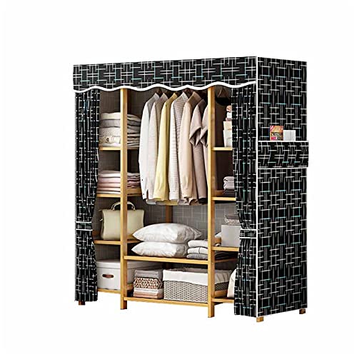 Stoff-Kleiderschrank,mode rner offener Kleiderschrank für Zuhause,Massivholz-Kleide rhemd-Hängestangen (Größe: 165 x 35 x 127 cm)