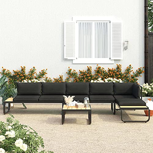 vidaXL Garten Ecksofa Set 4-TLG. mit Auflagen Gartenmöbel Sofa Lounge Gartensofa Gartenset Sitzgruppe Sitzgarnitur Garten Garnitur Aluminium WPC