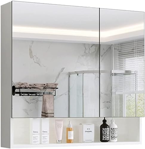 TEmkin Spiegelschränke, Massivholz-Badezimmer-Auf bewahrung, integrierter Badezimmer-Spiegelkasten, Doppeltür-Medizinschrank mit Spiegel, Badezimmer-Medizinschrank