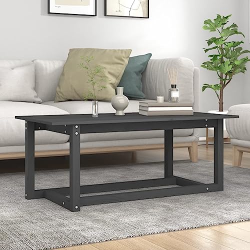 WEMYUFURN Couchtisch Grau 110x55x45 cm Massivholz Kiefer, Couchtisch, Wohnzimmertisch, Beistelltisch - für Wohnzimmer und Büro - Mittelpunkt für Ihr Zuhause