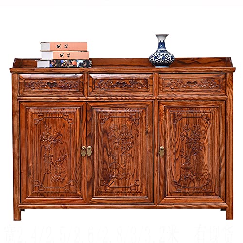 QINJIE Leichter Luxus-Mehrzweck-Aufbewahr ungsschrank, MASSIVHOLZ Universal Buffet Sideboard, mit 3 Schränken und 3 Schubladen für Küche, Esszimmer, Wohnzimmer