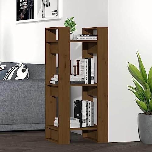 QZZCED Dekoratives Regal Wohnzimmerregal Bücherschrank Büro-Bücherregal Bücherregal/Raumteiler Honigbraun 41x35x91 cm Massivholz für Wohnzimmer, Schlafzimmer, Büro