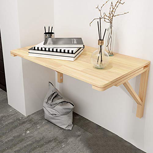 MENG Tisch Wandtisch Massivholz Klapptisch Wandklapptisch Klappbar Küchentisch Wandmontierter Schreibtisch Computertisch, Kiefer, Platzsparende, 50-120 cm