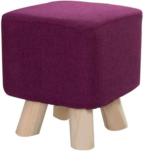 Hocker Ottomane Fußhocker Möbel Massivholz Quadratischer Fußhocker Ottomane Puff Gepolsterte Fußstütze Wechselschuhe Kleine Bank Schminkhocker mit 4 Holzbeinen Max. 100 kg (Color :