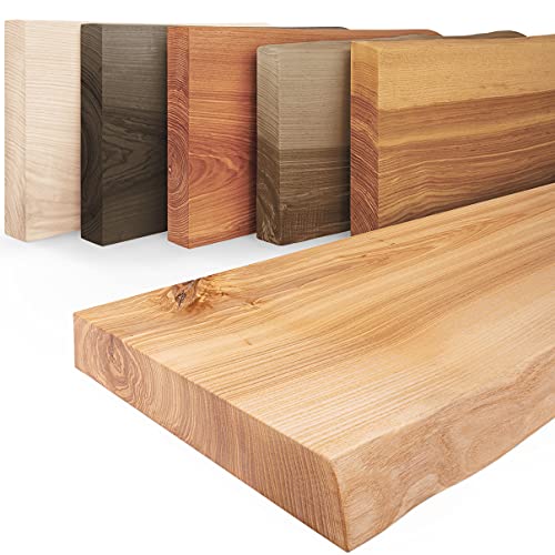 LAMO Manufaktur Wandregal Holz Baumkante | Regal Farbe: Natur | Pure: ohne Montage Set | 60 cm