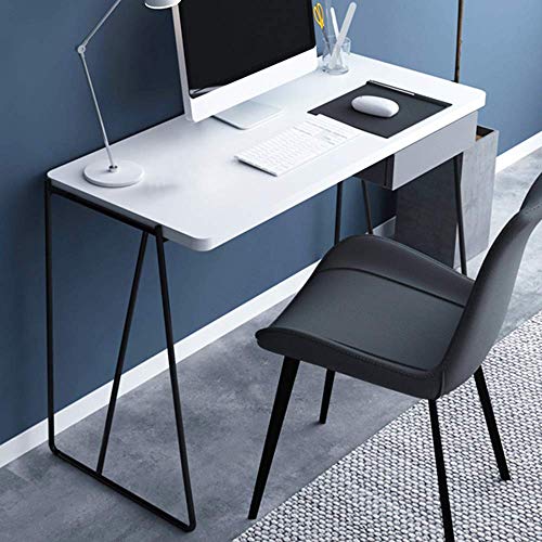 AJH Einfacher Computertisch Schreibtisch, stabile Metallklammer Schreibtisch Spieltisch, Massivholz Büromöbel Workstation mit Schubladen, Konsole für kleine Räume geeignet