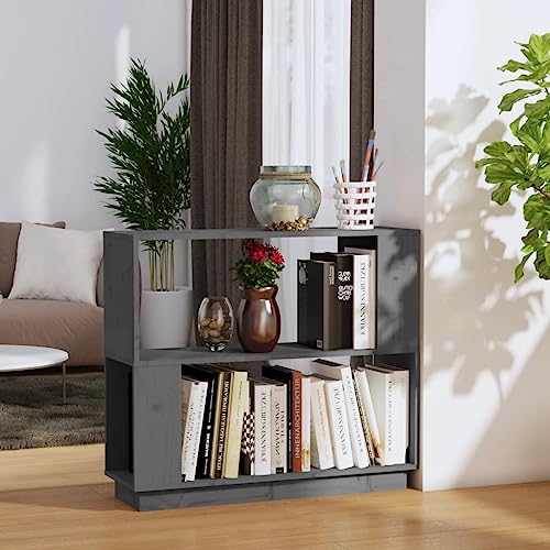 UTSRABFA Bücherregal Kellerregal Treppenregal Abstellraum Regal Bücherregal/Raumteiler Grau 80x25x70 cm Massivholz Kiefer Geeignet für Küche, Speisekammer, Diele, Balkon