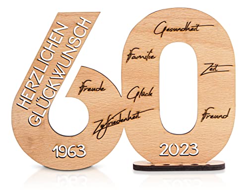 DARO Design   2023 Holz Schild Gästebuch   Geburtstag Jubiläum   Deko Zahlen 60 Jahre Jahreszahlen