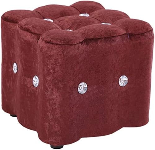 Hocker Ottoman Fußhocker Fußhocker Ottoman Gepolsterter Kleiner Fußhocker Massivholz Quadratische Fußstütze Schuhhocker Bekleidungsgeschäft, 5 Farben, 2 Größen (Color : Purple, Siz