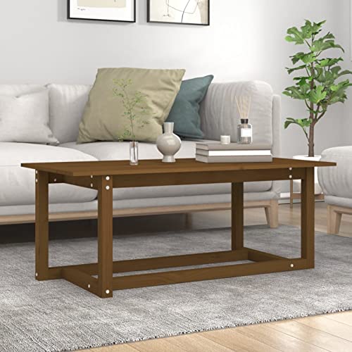 JUNZAI Couchtisch Honigbraun 110x55x45 cm Massivholz Kiefer, Living Room Table, Wohnzimmertisch, Beistelltisch, Side Table & End Table, Coffee Table - 822170