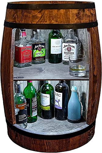 weeco Bar Schränk LED. Weinregal Weinschrank XL. Fass Vintage deko Wohnzimmer. Minibar Gin Whisky Bier. Weinfass Stehtisch. Holzfass für Gläser und Flaschen. Wine Rack geschenkset. Bartisch mit Holz