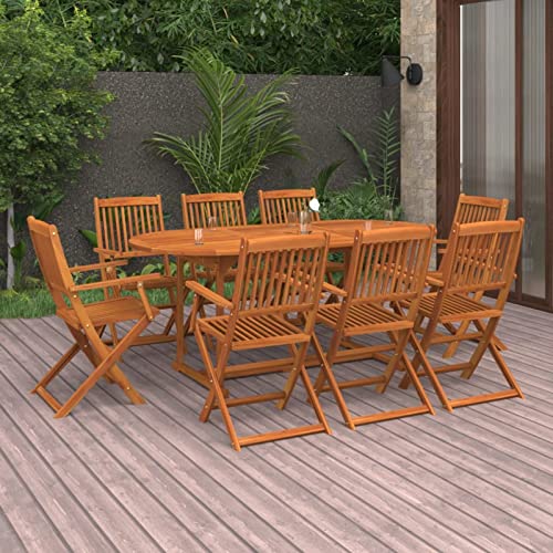 Yolola Sitzgruppe Garten Essgruppe 8 Personen Gartenmöbel Holz Gartenmöbel Set mit 8 Klappstühle Gartenmöbel Essgruppe Gartengarnitur Sitzgarnitur Gartentisch Massivholz Akazie