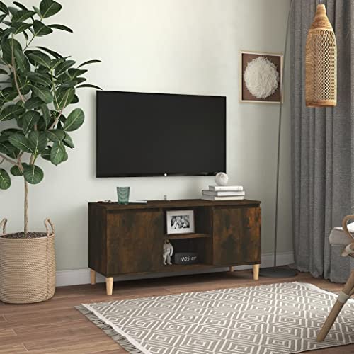 Youuihom Sideboard Dekoratives Kabinett Eingangsschrank Konsole TV-Schrank mit Massivholz-Beinen Räuchereiche 103,5x35x50 cm Geeignet für Schlafzimmer, Wohnzimmer, Eingang