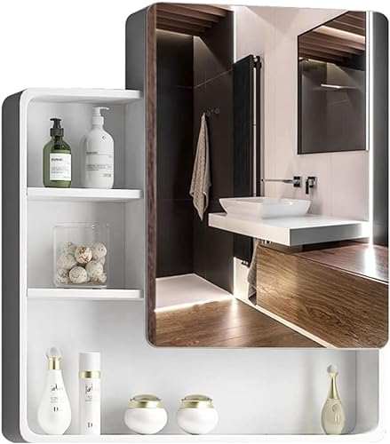 Spiegelschränke, Massivholz-Badezimmerschr ank, Badezimmerspiegel mit Regal, an der Wand montierter Wandspiegelkasten aus Eichenholz (Farbe: Weiß, Größe: 70 * 14 * 80 cm) (Weiß 70 * 14 * 80 c