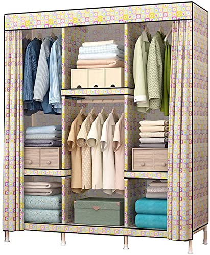 Tragbarer Kleiderschrank,Stoff-Klei derschrank,Massivholz-Hal terung,Schlafzimmer-Kleid erschrank,Einfachheit,off ener Stoff-Kleiderschrank,trag bare Montage,Baby-Kleiderschra nk-Trennwände,D,168