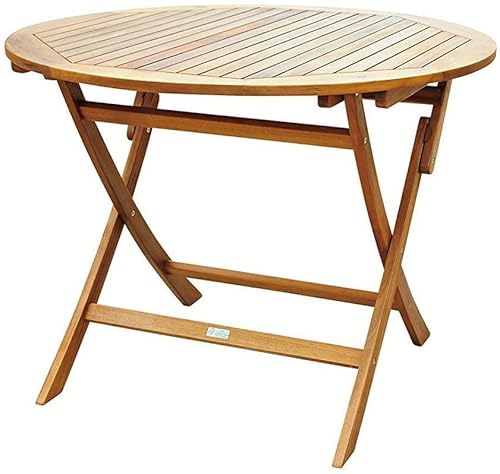 SAM Gartentisch Jasper, Akazienholz massiv & geölt, runder Klapptisch 90x90 cm, Holztisch für Balkon, Terrasse, Wintergarten oder Garten, FSC® 100% Zertifiziert, Balkontisch aus Massivholz