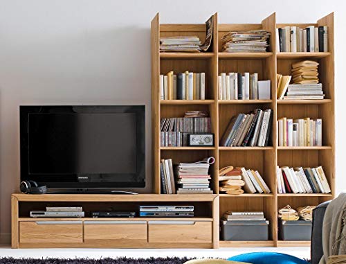 Medienwand Pisa 20 Eiche Bianco massiv Lowboard Regal Wohnwand TV-Wand TV-Möbel, Ausführung:Regal rechts