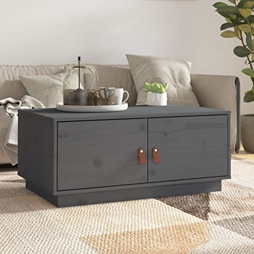 WEMYUFURN Couchtisch Grau 80x50x35 cm Massivholz Kiefer, Couchtisch, Wohnzimmertisch, Beistelltisch - für Wohnzimmer und Büro - Mittelpunkt für Ihr Zuhause