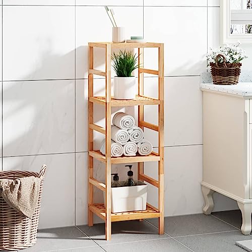 QZZCED Dekoratives Regal Wohnzimmerregal Bücherschrank Büro-Bücherregal Badregal 35.5x35.5x112.5 cm Massivholz Nussbaum für Arbeitszimmer, Schlafzimmer, Wohnzimmer