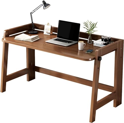 DEMYA Klappbarer Computertisch, Moderne Gaming-Werkbank, Massivholz-Computertisch, Heimbüro-Schreibtisch, 2 verstellbare Desktop-Einstellungen (Color : Walnut, Size : 47 Inch)