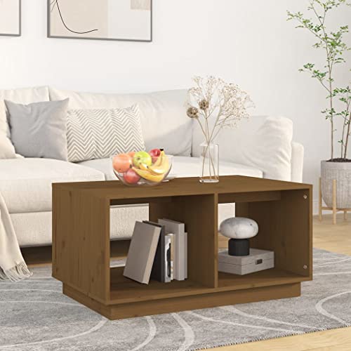 WEMYUFURN Couchtisch Honigbraun 80x50x40 cm Massivholz Kiefer, Couchtisch, Wohnzimmertisch, Beistelltisch - für Wohnzimmer und Büro - Mittelpunkt für Ihr Zuhause