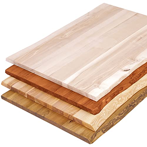 LAMO Manufaktur Holzplatte für Schreibtisch Tischplatte Massivholz Schreibtischplatte Baumkante 100x80 cm, Rustikal, LHB-01-A-003-1008