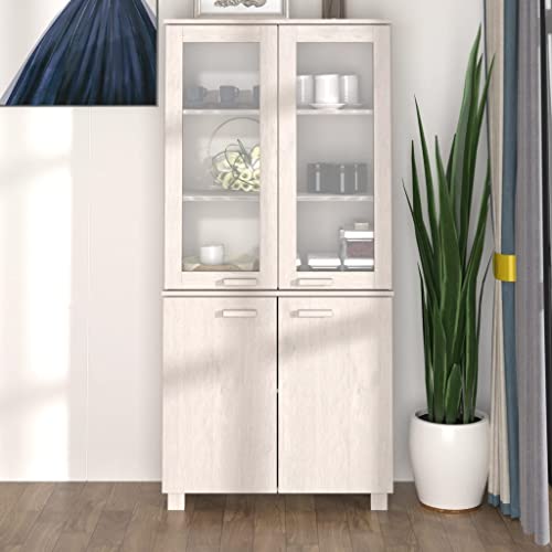 QJBSAVVA Highboard, Buffetschrank Landhausstil Wandregal mit Türen Barschrank Beistelltisch mit Schublade Geeignet für Schlafzimmer Küche Wohnzimmer Badezimmer HAMAR Massivholz Kiefer Weiß