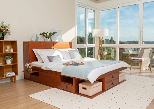 Memomad Set Bali Karamell: Funktionsbett 180x200 + Funktionskopfteil 205 + Lattenrost. Bett und Kopfende aus massiv Holz Kiefer mit viel Stauraum und Schubladen, optimal für kleine Schlafzimmer…