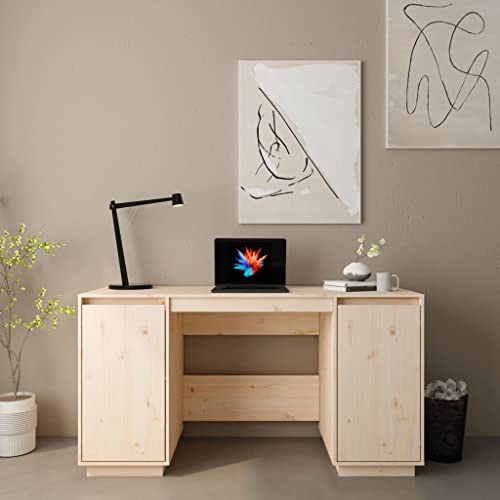 APCSA Möbel-Schreibtisch 140x50x75 cm Massivholz Kiefer Büromöbel